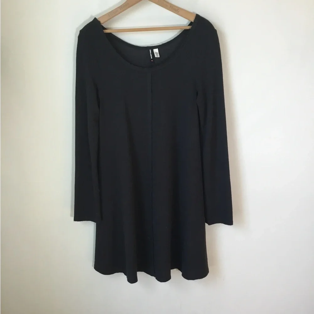 Billabong Scoop Neck‎ Black French Terry Long Sleeve Dress